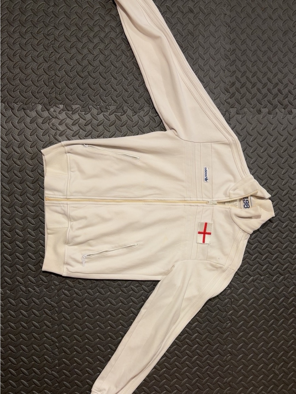 Men's Cream Full-Zip Track Jacket with England Flag
